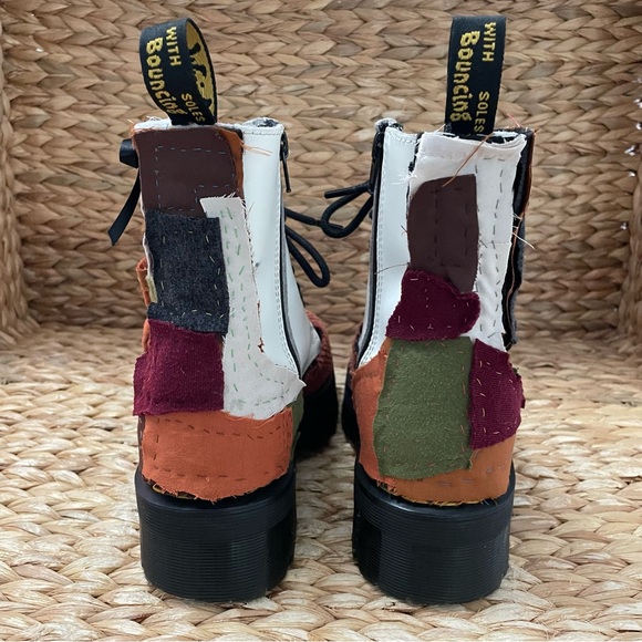 Dr. Martens Custom Jadon Platform Smooth White Leather Mixed Tile Patchwork Boot - Picture 8 of 13